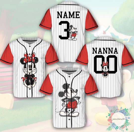 Cute Minnie Mickey Mouse Classic Sketch Cute Baseball Jersey, Disney Trip Shirt