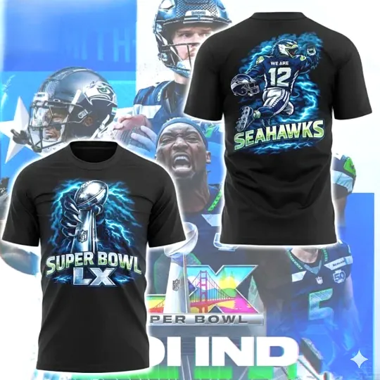 Discover HOT NEW ITEM! Seattle Seahawks Super Bowl LX 2026 Champions T-Shirt Black