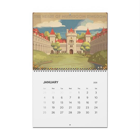 Discover Vintage-Inspired Retro Gaming Wall Calendar, Travel Down I64, Nostalgic 12-Month Calendar, Classic Gaming Illustrations, Adventure & Wonder