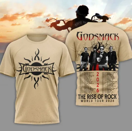Discover Godsmack The Rise of Rock World Tour 2026 3D T-Shirt