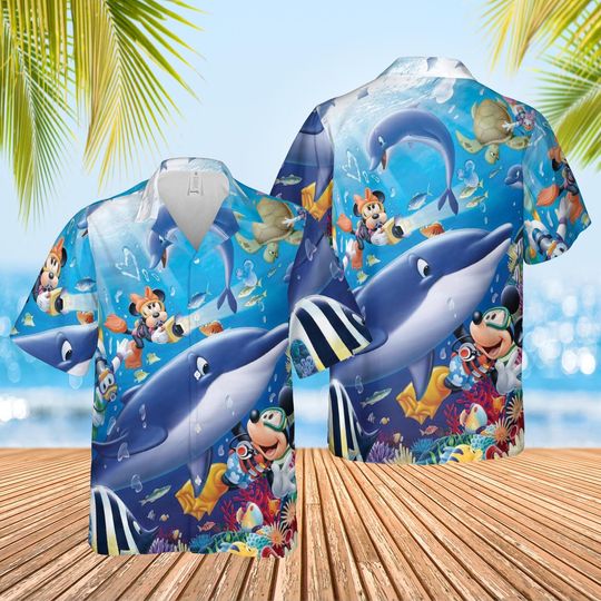 Discover Disney Mickey Mouse and Minnie Mouse Cruise Hawaiian Shirt for Summer Vacation