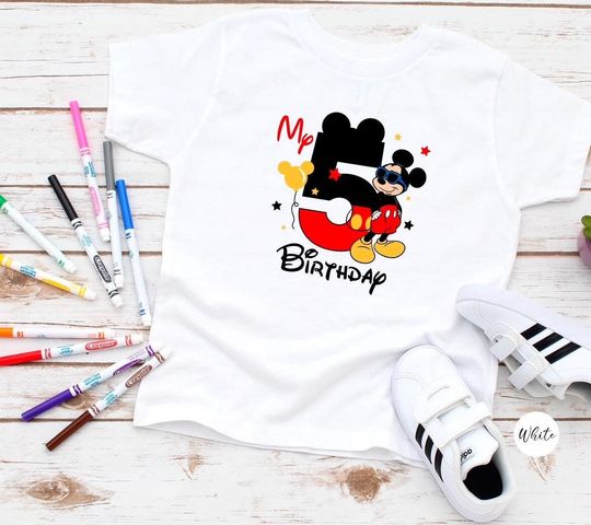 Discover My 5th Birthday Mickey Mouse T-Shirt Kids Disneyworld Birthday Gift