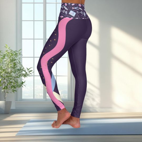 Discover RunDisney Inspired Running Leggings for Women, High Waisted Athletic Pants, Disney Runner Activewear, Marathon Gear