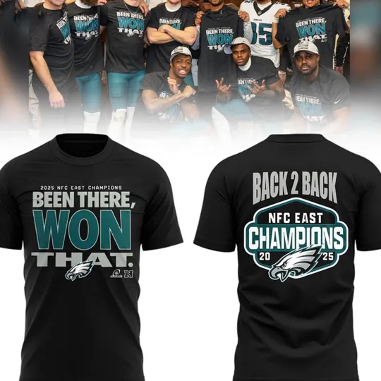 Discover Philadelphia Eagles East Champions Double Sided T-Shirt 2025
