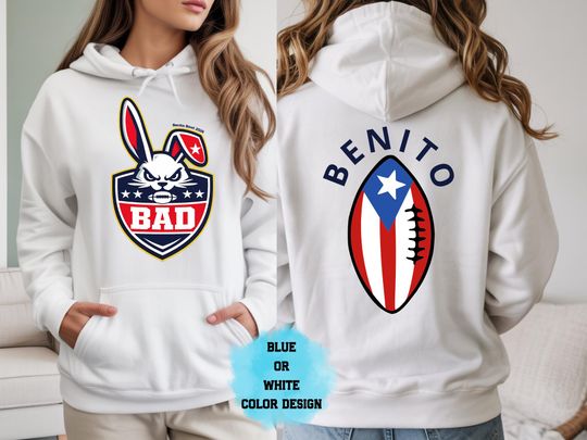 Discover Puerto Rico Football Graphic Sweatshirt Hoodie Bad Bunny Inspired Latin Music Fan Benito Super Bowl Shirt Style Funny Latin Music Fan