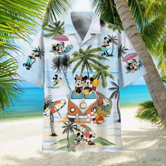 Summer Aloha Mickey & Minnie Hawaiian Shirt for Beach Lovers