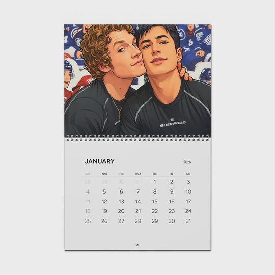 Discover Heated Rivalry Cartoon 2026 Calendar | Male Aesthetic Wall Calendar, LGBTQ+ Lovers Art Calendar