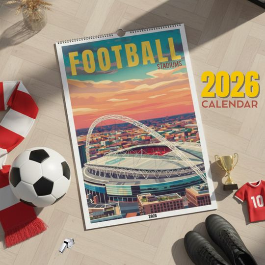 Discover 2026 Football Stadiums Calendar | World Stadium Cities | Football Calendar | Gift for Football Fans