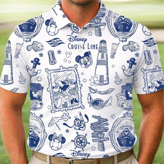 Discover Disney Cruise Line Polo Shirt, Mickey and Friends Men Polo Shirt, Disney Trip Shirt, Magic Kingdom Gifts
