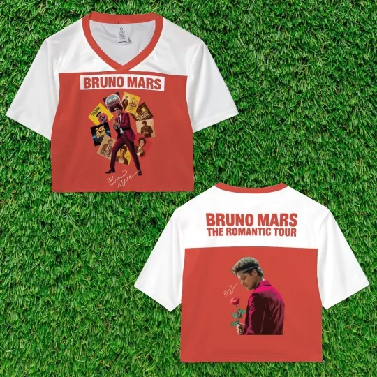 Discover Romantic Tour 2026 Crop Top Football Jersey Bruno Mars Style Music Fan Gift