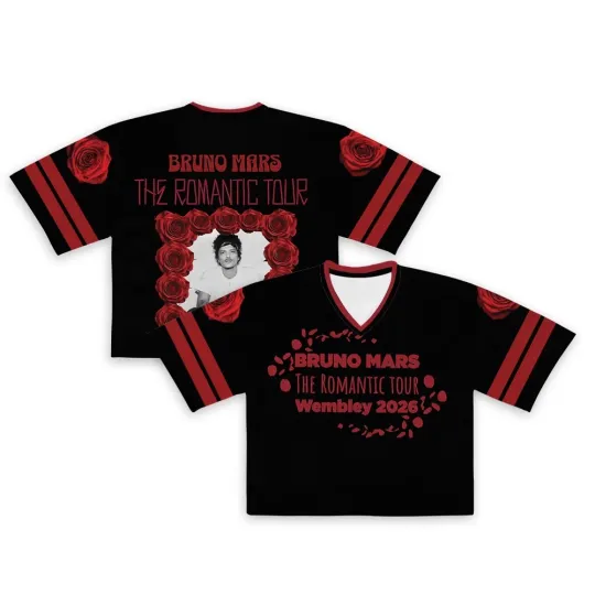 Discover Bruno Mars The Romantic Tour Wembley 2026 Crop Top Football Jersey Shirt