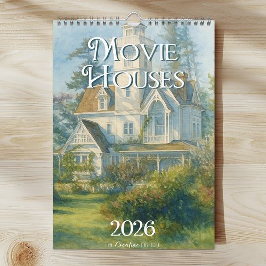 Discover Movie Houses 2026 Calendar Watercolor Acrylic Paintings 80s 90s Movie Posters Chrsitmas Gift Ideas Wall Decor Fan Artwork