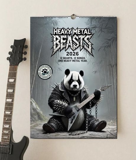 Discover Heavy Metal Beasts 2026 Calendar: Animals Playing Metal Music