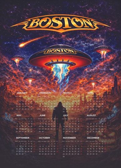 Discover Boston (2)  Wall Calendar 2026  Rock Band Calendar A3 A4, Punk Music Wall Art