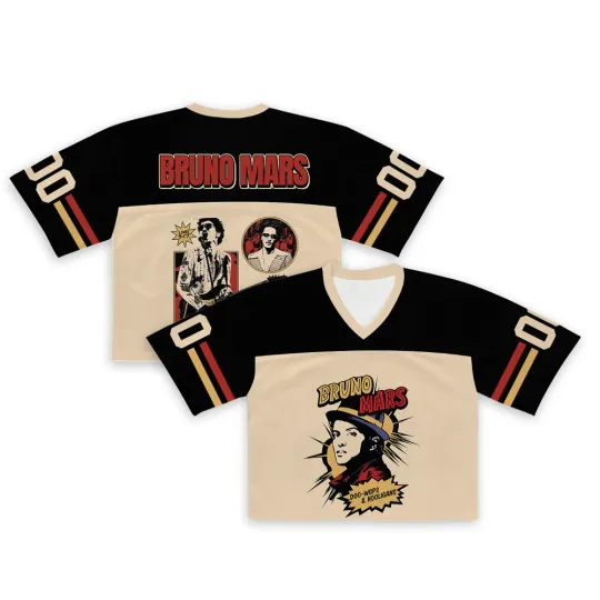 Discover Bruno Mars Tour 2026 Croptop Football Jersey Concert Outfit Unisex