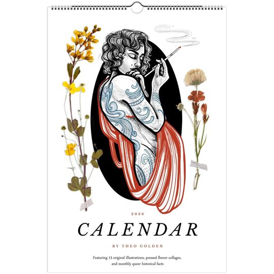 Discover Queer History Wall Calendar 2026 - Theodore Golden Art