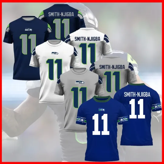 Discover Jaxon Smith-Njigba #11 Seattle Football 2026 Player Name & Number AOP Fan