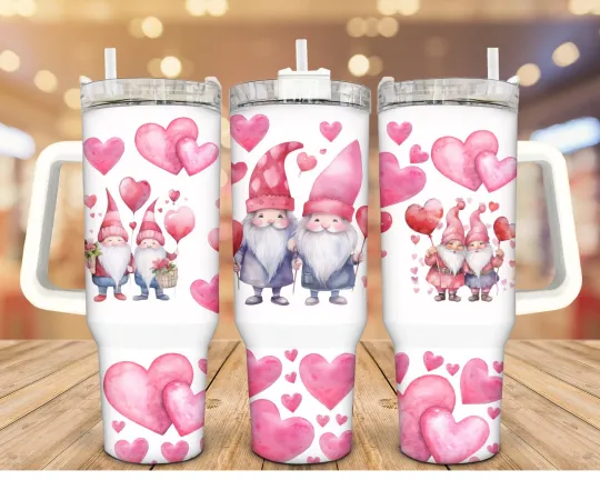 Discover 40 oz Valentine Gnome Stainless Steel Tumbler with Handle
