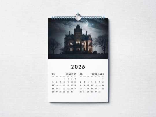 Discover 2025 Wall Calendar, Gothic Style Wall Calendar, Home Wall Calendar, Wall Decor, Perfect Gifts