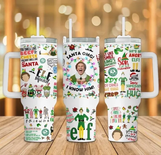 Discover Elf Buddy 40oz Tumbler with Handle Stainless Steel Christmas