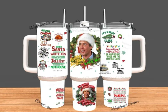 Discover Christmas Vacation 40oz Tumbler with Handle, Stainless Steel, Includes Lid and Straw