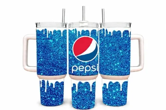 Pepsi 40oz Stainless Steel Tumbler with Handle - Double Wall Insulated Soda Tumbler