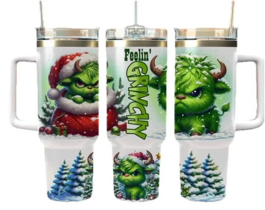 Discover Christmas Highland Cow 40 oz Stainless Steel Tumbler with Handle