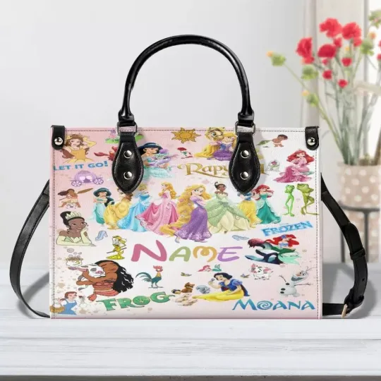 Discover Personalized Disney All Princess Leather Handbag, Women's Leather Bag Gift