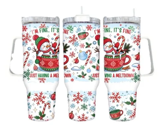 Discover Christmas Snowman I'm Having A Meltdown 40oz Tumbler Insulated Travel Mug Cup