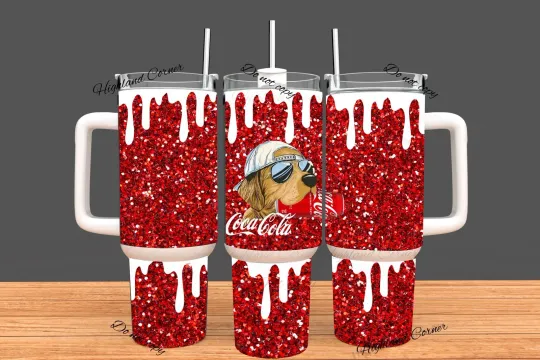 Discover Custom Made 40oz Stainless Steel Tumbler- Coke~Glitter~Coke Lovers~Soda~Gift Dog
