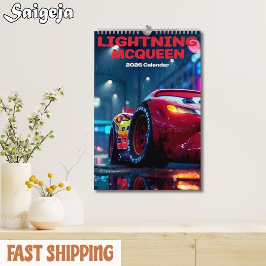 Discover Lightning McQueen Red Car Calendar 2026, New Year Gifts, Gift for Boys