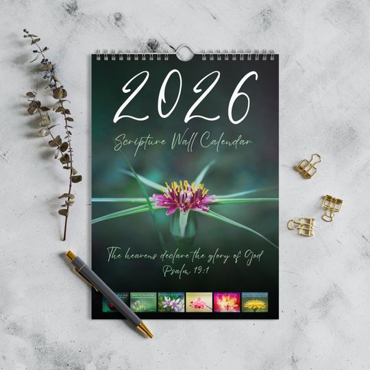Discover 2026 Bible Verse Wall Calendar Macro Nature Photography Christian Inspirational Gift