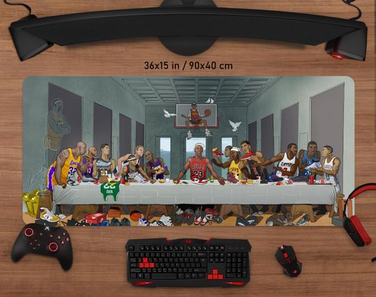 Discover Basketball Legends Gaming Mouse Pad  Last Supper Style Art