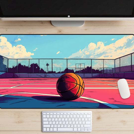 Discover Basketball Court Desk Mat, Basketball Desk Pad, Basketball Fan Gift, Sports Mousepad, Sports Fan Desk Topper, Athlete Laptop Mat, Athletics