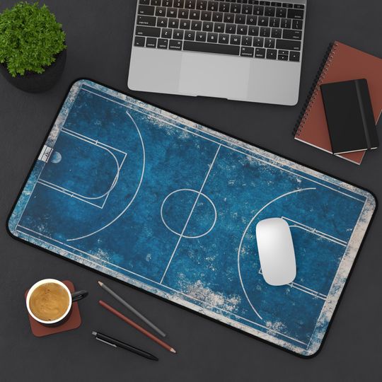 Discover Basketball Court Desk Mat, Sports Office Decor, Neoprene Mouse Pad
