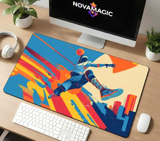 Discover Basketball Art Desk Mat, Gamer Mouse Pad, Sports Fan Gift,LED Gaming Mouse Pad,Standard or LED Mouse Pad