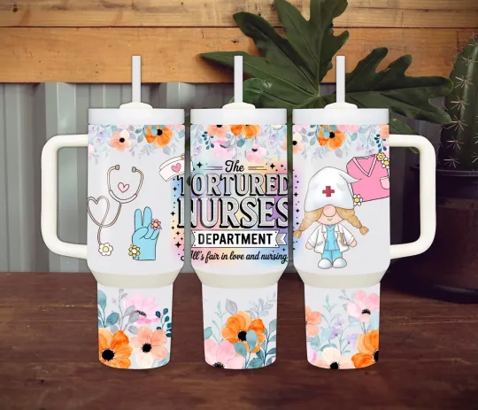 Discover 40 oz Insulated Tumbler with Handle, Sliding Lid, and Straw