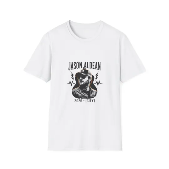 Discover Jason Aldean Portrait T-Shirt 2026 Tour City Concert Tee