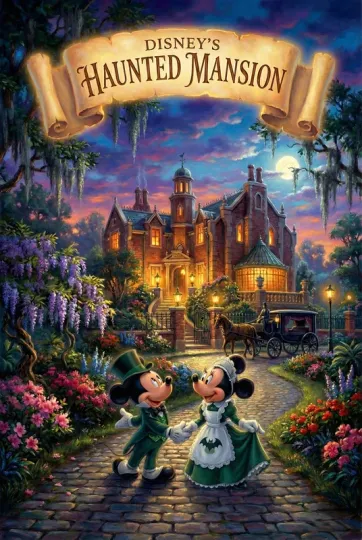 Discover Disney's Haunted Mansion WDW Poster Mickey and Minnie Premium Matte Vertical Art