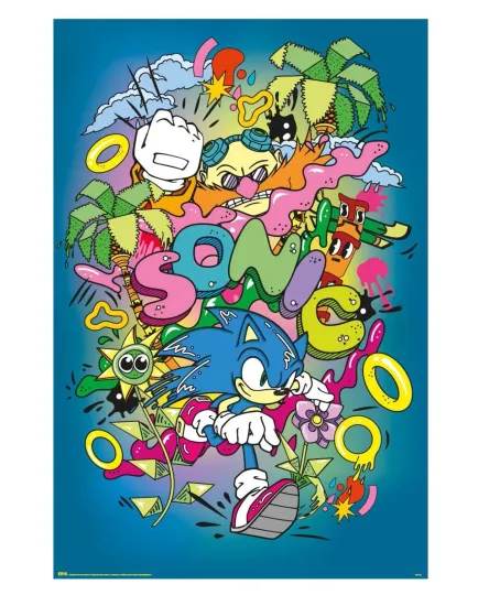Discover Sonic Pop Cartoon Poster  Vertical Wall Art for Kids