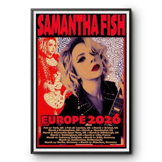 Discover Samantha Fish Europe Tour 2026 Concert Poster UK Germany Netherlands Gig Art