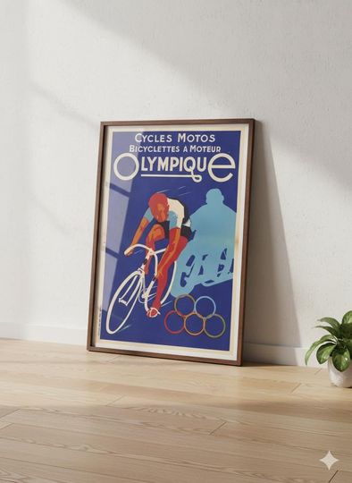 Retro Olympics Cycling Poster | Vintage Wall Art | Mid-Century Modern Sport Print