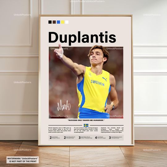 Discover Armand Mondo Duplantis Poster, Duplantis Print, Wall Art, Armand Duplantis Poster, Olympic Champion Print, Athlete Gift, Sports Room Poster