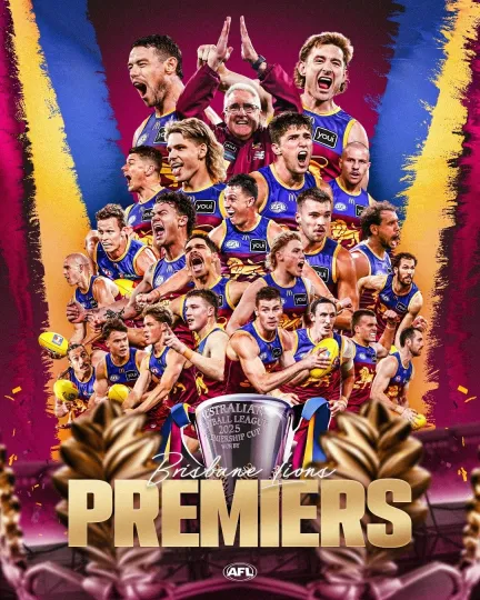Discover 2025 BRISBANE LIONS PREMIERS AFL FOOTBALL TEAM 420mm POSTER,bargain,1