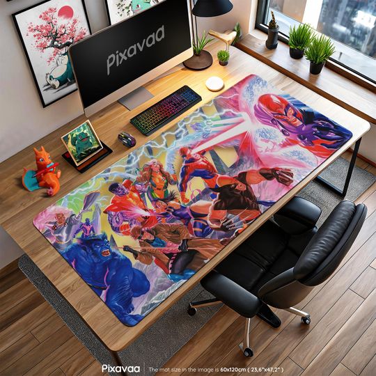 Discover X-Men Battle Scene Mouse Pad  Marvel Mutant Gaming Desk Mat, Cyclops vs Magneto Art, Superhero Gift, Comic Decor