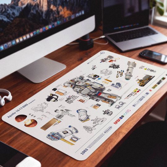 Discover Moonshot Desk Mat: NASA Apollo-Themed PU Leather Mouse Pad 3 sizes available