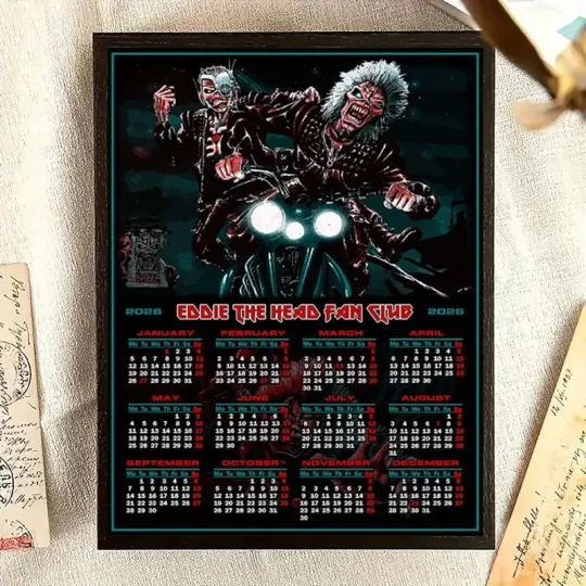 Iron Maiden Eddie The Head Fan Club 2026 Calendar Poster