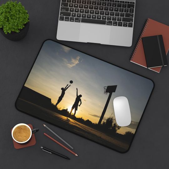 Discover Sunset Basketball Silhouette Desk Mat | Sports Court Mousepad