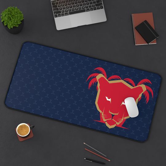 Discover Red Panther Florida Hockey Desk Mat Navy Background Gamer Gift For Sports Lovers Home Workspace Decor Mancave Decor