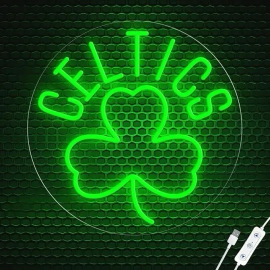 Discover Boston Celtics Neon LED Lighting. Green Lucky Clover. NBA Basketball Tatum,Brown